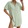 image:imageMANGOPOP Swimsuit Coverup for Women Striped Bathing Suit Cover Up Button Down Shirt Beach Cover Ups Dress 2026 Summer OutfitsA2green