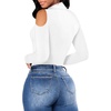 image:imageMANGOPOP Long Sleeve Body Suits Mock Turtleneck Sexy Cold Shoulder Cutout Going Out TopsA White