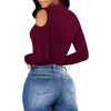 image:imageMANGOPOP Long Sleeve Body Suits Mock Turtleneck Sexy Cold Shoulder Cutout Going Out TopsBurgundy