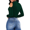 image:imageMANGOPOP Long Sleeve Body Suits Mock Turtleneck Sexy Cold Shoulder Cutout Going Out TopsDeep Green