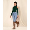 image:imageMANGOPOP Long Sleeve Body Suits Mock Turtleneck Sexy Cold Shoulder Cutout Going Out TopsDeep Green