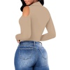 image:imageMANGOPOP Long Sleeve Body Suits Mock Turtleneck Sexy Cold Shoulder Cutout Going Out TopsNude