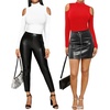 image:imageMANGOPOP Long Sleeve Body Suits Mock Turtleneck Sexy Cold Shoulder Cutout Going Out TopsRed