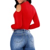 image:imageMANGOPOP Long Sleeve Body Suits Mock Turtleneck Sexy Cold Shoulder Cutout Going Out TopsRed
