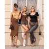 image:imageMANGOPOP Shapewear Bodysuits for Women Tummy Control Scoop Neck Short Sleeve Seamless Thong Compression body shaper TopsBlack