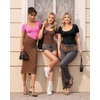 image:imageMANGOPOP Shapewear Bodysuits for Women Tummy Control Scoop Neck Short Sleeve Seamless Thong Compression body shaper TopsPink