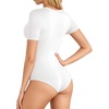 image:imageMANGOPOP V Neck Bodysuits for Women Short Sleeve Body Suits Basic Top Casual Shirt02 White