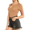 image:imageMANGOPOP V Neck Bodysuits for Women Short Sleeve Body Suits Basic Top Casual ShirtCamel