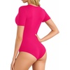 image:imageMANGOPOP V Neck Bodysuits for Women Short Sleeve Body Suits Basic Top Casual ShirtRose Pink