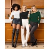 image:imageMANGOPOP Womens Body Suits Round Neck Loose Fit Satin Blouse Long Sleeve Bodysuit Tops02 White