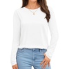 image:imageMANGOPOP Womens Body Suits Round Neck Loose Fit Satin Blouse Long Sleeve Bodysuit Tops02 White