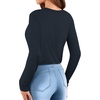 image:imageMANGOPOP Womens Body Suits Round Neck Loose Fit Satin Blouse Long Sleeve Bodysuit TopsBlue