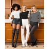 image:imageMANGOPOP Womens Body Suits Round Neck Loose Fit Satin Blouse Long Sleeve Bodysuit TopsDark Heather Grey
