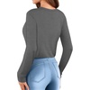 image:imageMANGOPOP Womens Body Suits Round Neck Loose Fit Satin Blouse Long Sleeve Bodysuit TopsDark Heather Grey