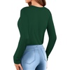image:imageMANGOPOP Womens Body Suits Round Neck Loose Fit Satin Blouse Long Sleeve Bodysuit TopsDeep Green