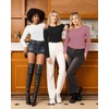 image:imageMANGOPOP Womens Body Suits Round Neck Loose Fit Satin Blouse Long Sleeve Bodysuit TopsMarsala