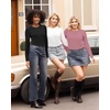 image:imageMANGOPOP Womens Body Suits Round Neck Loose Fit Satin Blouse Long Sleeve Bodysuit TopsMarsala