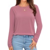 image:imageMANGOPOP Womens Body Suits Round Neck Loose Fit Satin Blouse Long Sleeve Bodysuit TopsMarsala