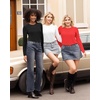 image:imageMANGOPOP Womens Body Suits Round Neck Loose Fit Satin Blouse Long Sleeve Bodysuit TopsRed