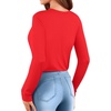 image:imageMANGOPOP Womens Body Suits Round Neck Loose Fit Satin Blouse Long Sleeve Bodysuit TopsRed