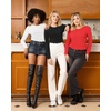 image:imageMANGOPOP Womens Body Suits Round Neck Loose Fit Satin Blouse Long Sleeve Bodysuit TopsRed