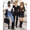 image:imageMANGOPOP Womens Bodysuit Deep V Neck Puff Short Sleeve Fitted Body Suits Casual Blouse Tops Elegant01 Black