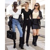 image:imageMANGOPOP Womens Bodysuit Deep V Neck Puff Short Sleeve Fitted Body Suits Casual Blouse Tops ElegantBeige