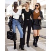 image:imageMANGOPOP Womens Bodysuit Deep V Neck Puff Short Sleeve Fitted Body Suits Casual Blouse Tops ElegantCamel