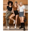 image:imageMANGOPOP Womens Bodysuit Deep V Neck Puff Short Sleeve Fitted Body Suits Casual Blouse Tops ElegantCamel