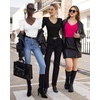 image:imageMANGOPOP Womens Bodysuit Deep V Neck Puff Short Sleeve Fitted Body Suits Casual Blouse Tops ElegantHot Pink