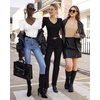 image:imageMANGOPOP Womens Bodysuit Deep V Neck Puff Short Sleeve Fitted Body Suits Casual Blouse Tops ElegantMocha