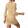 image:imageMANGOPOP Womens Crochet Swimsuit Cover Up 34 Sleeve Bathing Suit Cover Ups Knit Cutout Vacation Beach Coverup DressBapricot