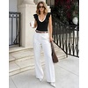 image:imageMANGOPOP Womens Deep V Neck Ruffle Sleeveless Body Suits Tank Top Bodysuit Going Out Sexy Fitted Summer Trendy OutfitsContrast Black
