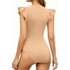 image:imageMANGOPOP Womens Deep V Neck Ruffle Sleeveless Body Suits Tank Top Bodysuit Going Out Sexy Fitted Summer Trendy OutfitsKhaki