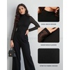 image:imageMANGOPOP Womens Mock Turtle Neck Bodysuit Mesh Long Sleeve Body Suit Sexy Sheer Going Out Tops01 Black