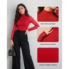 image:imageMANGOPOP Womens Mock Turtle Neck Bodysuit Mesh Long Sleeve Body Suit Sexy Sheer Going Out Tops03 Red