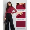 image:imageMANGOPOP Womens Mock Turtle Neck Bodysuit Mesh Long Sleeve Body Suit Sexy Sheer Going Out Tops04 Burgundy