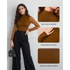 image:imageMANGOPOP Womens Mock Turtle Neck Bodysuit Mesh Long Sleeve Body Suit Sexy Sheer Going Out Tops05 Light Coffee