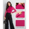image:imageMANGOPOP Womens Mock Turtle Neck Bodysuit Mesh Long Sleeve Body Suit Sexy Sheer Going Out Tops06 Rose Pink