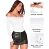 image:imageMANGOPOP Womens Off The Shoulder Long Sleeve Bodysuit Lace Body Suits Sexy Tops Fall Outfit 202501 White