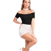 image:imageMANGOPOP Womens Off The Shoulder Long Sleeve Short Sleeve Bodysuit Sexy Backless Body Suit Tops01 Short Sleeve Black