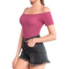 image:imageMANGOPOP Womens Off The Shoulder Long Sleeve Short Sleeve Bodysuit Sexy Backless Body Suit Tops03 Short Sleeve Blush