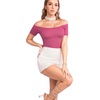 image:imageMANGOPOP Womens Off The Shoulder Long Sleeve Short Sleeve Bodysuit Sexy Backless Body Suit Tops03 Short Sleeve Blush