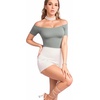 image:imageMANGOPOP Womens Off The Shoulder Long Sleeve Short Sleeve Bodysuit Sexy Backless Body Suit Tops03 Short Sleeve Elephant Grey