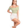 image:imageMANGOPOP Womens Off The Shoulder Long Sleeve Short Sleeve Bodysuit Sexy Backless Body Suit Tops03 Short Sleeve Fern Green