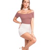 image:imageMANGOPOP Womens Off The Shoulder Long Sleeve Short Sleeve Bodysuit Sexy Backless Body Suit Tops03 Short Sleeve Marsala