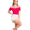 image:imageMANGOPOP Womens Off The Shoulder Long Sleeve Short Sleeve Bodysuit Sexy Backless Body Suit Tops03 Short Sleeve Rose Pink