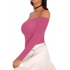 image:imageMANGOPOP Womens Off The Shoulder Long Sleeve Short Sleeve Bodysuit Sexy Backless Body Suit TopsLong Sleeve Blush