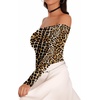image:imageMANGOPOP Womens Off The Shoulder Long Sleeve Short Sleeve Bodysuit Sexy Backless Body Suit TopsLong Sleeve Leopard