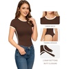 image:imageMANGOPOP Womens Round Neck Short Sleeve Bodysuit T Shirts Basic Body Suit TopsBbrown